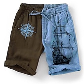cheap Printed Shorts-Men&#039;s Graphic Color Block Boat Shorts Summer Shorts Beach Shorts Mid Waist Streetwear Hawaiian Designer Casual Daily Holiday Elastic Waist 3D Print Drawstring Designer Clothing Apparel