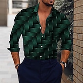 voordelige Overhemden met print voor heren-Voor heren 3D Print Overhemd Overhemd met knopen Lange mouw Modieus Ontwerper Casual Buiten Straat Casual Zomer Lente Strijkijzer Afdrukken Button-omlaag Zwart Wijn blauw Bruin Groen