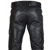 preiswerte Outfits-Set mit PU-Leder-Trenchcoat, gerades Bein, Motorradhose, Zylinder, Hut, Punk, Gothic, mittelalterlich, Steampunk, Pestdoktor, Herren, Reiter, Biker, lässig, täglich, Cosplay, Kostüm, Karneval,