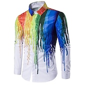 economico Geometrica-Per uomo 3D Print Geometrica Camicia Camicia con bottoni Manica lunga Vintage Originale Retrò Esterno Informale Per eventi Autunno inverno Collo ripiegabile Stampa Bottone giù Nero Bianco Verde