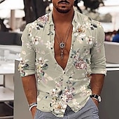 olcso Ocean Print-Férfi Horgony Trópusi növények Ing Hawaii ing Aloha ing Rövid ujjú Ing Térfogatcsökkenés Szüret Tropikus Sportok Utca Hétköznapi Hawaii Fekete Sárga Fekete / Barna S M L