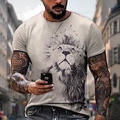 cheap Animal Print T shirts-Men&#039;s Unisex Lion Graphic Prints T shirt Short Sleeve T shirt 3D Print Crew Neck Shirt Designer Plus Size Casual Daily Holiday A B C Summer Clothing Apparel Plus Size S M L XL XXL 3XL 4XL
