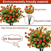 economico Piante e Fiori Artificiali-Confezione da 2 / confezione da 8 fiori artificiali fiori di plastica finti resistenti ai raggi UV all&#039;aperto rose non sbiadiscono piante di plastica finta per la decorazione del giardino di casa di