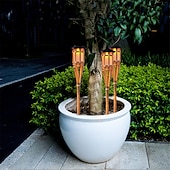 abordables Projecteurs extérieurs-2 pièces jardin extérieur solaire bambou torche lumière paysage voie solaire torche lumière solaire voie pelouse lampes spotligh partie décoration lampe