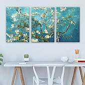 olcso Botanikus nyomatok-giclee vászonnyomatok fali dekorációhoz van Gogh festmények mandulavirág modern 3 részes kifeszített és bekeretezett absztrakt virágok műalkotás otthoni irodai dekoráció