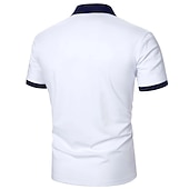 preiswerte Klassisches Poloshirt für Herren-Herren Poloshirt Golfhemd Casual Festtage Klassisch Kurzarm Modisch Basic Farbblock Taste Sommer Regular Fit Weiß Rot Schwarz-Weiß Poloshirt