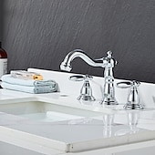 abordables Trous multiples-Robinet mitigeur d&#039;évier de salle de bain répandu, robinets de lavabo en laiton à 3 trous et 2 poignées robinet d&#039;eau de navire salle de bain avec tuyau d&#039;eau chaude et froide monté sur le pont, robinet de lavabo