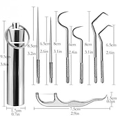 voordelige Persoonlijke Verzorging &amp; Gezondheid-7 stks draagbare roestvrijstalen tandenstokers pocket set herbruikbare metalen tandenstokers reinigingsset met houder voor outdoor picknick camping reizen