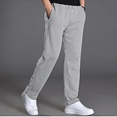 cheap Sweatpants-Men&#039;s Sweatpants Trousers Casual Pants Straight Leg Sweatpants Pocket Drawstring Elastic Waist Plain Comfort Sports Outdoor Casual Daily Fashion Streetwear Black Navy Blue Micro-elastic