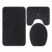 billiga 3PC Badrumsmatta set-3 st badmatta halkfria badrumsmattor, ultramjuk halkfri badmatta och absorberande badmattor, inkluderar u-formad konturmatta, toalettlocksöverdrag