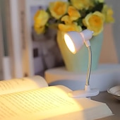 abordables Luces de lectura-1pc mini lámpara de libro lámpara de escritorio de protección ocular con abrazadera lámpara de clip de luz cálida brillante que incluye batería