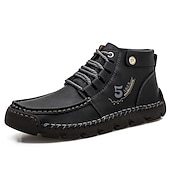 abordables Baskets-bottines en cuir vintage pour hommes – chaussures d&#039;extérieur décontractées à lacets avec semelle antidérapante durable