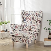 billige Lenestoldeksel og armløst stolomslag-stretch wingback stoltrekk vinge stol slipcovers med seteputetrekk spandex jacquard wingback lenestoltrekk til ikea strandmon stol