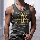 billiga Roliga T-shirts för män-Herr Grafisk Bokstav Linne Ärmlös T-shirt för män Ärmlös T-shirt 3D-tryck Rund hals Skjorta Mode Designer Muskel Dagligen Sport Löpning Svart Marinblå Grå Vår &amp; sommar Kläder S M L XL 2XL 3XL