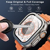 cheap Smartwatch Screen Protectors-Watch Case for Apple Watch Ultra 49mm Screen Protector 49mm 9H Tempered Glass Titanium Alloy Frame Keep Original Touch Sensitive Lightweight Protective Glass Film for iwatch Ultra 49mm