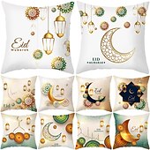 billiga Kuddfodral för semester-ramadan kareem kuddfodral eid mubarak 1 st mjukt dekorativt fyrkantigt kuddfodral örngott för sovrum vardagsrum soffa soffstol maskintvättbar