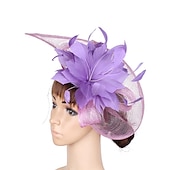 お買い得  ファシネーター-魅力的な人 帽子 ヘッドピース シナメイ フォーマル ケンタッキーダービー 競馬 レディースデー 教会 エレガント ヴィンテージ ゴージャス と フェザー かぶと 帽子