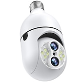 cheap Indoor IP Network Cameras-Upgraded Dual Lens 10XHybrid Zoom Light Bulb Security Camera WIFI 360 Auto Tracking Security Camera Color Night Vision Siren&amp; Light Alarm PTZ IP Camera For Home Security