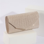 cheap Clutches &amp; Evening Bags-Women&#039;s Elegant Gold Glitter Evening Clutch Bag with Metal Accent - Perfect for Weddings, Parties, and Formal Events