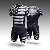 cheap Men&#039;s Clothing Sets-Men&#039;s Triathlon Tri Suit Short Sleeve Triathlon Silver Light Yellow Dark Grey Graphic Bike Lycra Sports Graphic Clothing Apparel