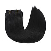 cheap Clip in Hair Extensions-Clip in Hair Extensions Real Human Hair 9pcs 130g Jet Black Hair Extensions Straight Natural Soft Thick Remy Extensions Straight Clip in Hair Extensions Human Hair 22inch Jet Black Color