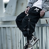 economico Pantaloni cargo-Per uomo Pantaloni cargo Pantaloni cascante Abbigliamento tecnico Tasca con patta Liscio Comfort Traspirante Esterno Giornaliero Per uscire Di tendenza Streetwear Nero