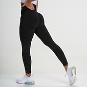 economico Leggings semplici-donne leggings senza cuciture allenamento culo ascensore calzamaglia increspato push up leggings di controllo della pancia sport palestra yoga fitness ciclismo corsa athleisure abbigliamento sportivo