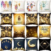 cheap Holiday Cushion Cover-Ramadan Kareem Throw Pillow Cover Eid Mubarak 1PC Soft Decorative Square Cushion Case Pillowcase for Bedroom Livingroom Sofa Couch Chair Machine Washable