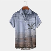 preiswerte Tropische Pflanzen-Herren Palme Tropische Pflanzen Hemd Hawaiihemd Sommerhemd Aloha-Shirt Kurze Ärmel Hemd Umlegekragen Tropisch Modisch Hawaiianisch Outdoor Strasse Hawaiianisch Rosa Blau Grün S M L