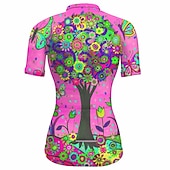 ieftine Tricouri pentru femei-Pentru femei Jersey de ciclism Grafic Plante Manșon scurt Bicicletă Jerseu Topuri cu 3 buzunare spate Ciclism montan Ciclism stradal Uscare rapidă Dungi reflectorizante Înapoi de buzunar Confortabil