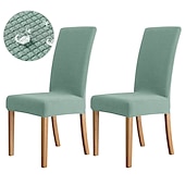 baratos Capa para Cadeira de Jantar-2 peças capa para cadeira de jantar cor de vinho, capa elástica repelente de água para assento de cadeira, elastano com protetor de fundo elástico para sala de jantar, cerimônia de casamento,