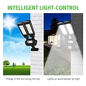 economico Lampioni-lampione solare per esterni lampada da parete a doppia testa con 3 modalità impermeabile sensore di movimento pir illuminazione di sicurezza per giardino patio portico garage 1pz