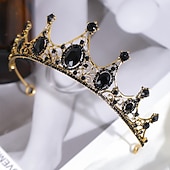 preiswerte Geschenke-Vintage Barock Krone Neue Legierung Grüner Diamant Kleine Krone Edle und Elegante Geburtstagsprinzessin Kristall Kopfschmuck Valentinstag Geschenk