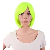 billiga Festperuker-30 cm kort rak peruk för kvinnor BOB peruk Halloween cosplay festperuker