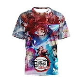 preiswerte Grafik von Zeichentrick- und Filmfiguren-Kamado Tanjiro T-Shirt-Ärmel 3D Grafik Für Paar Herren Damen Erwachsene 3D-Druck