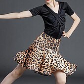 abordables Tenues de danse pour enfants-Tenues de Danse pour Enfants Jupes Imprimé léopard Motif / Impression Pan drapé Fille Utilisation Entraînement Manche Courte Polyester