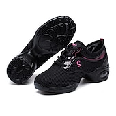 preiswerte Tanz-Sneaker-Schwarze Mesh-Tanz-Sneaker für Damen – atmungsaktive, leichte Jazzschuhe mit Luftpolstersohle für Zumba, Hip-Hop und Fitnesstraining