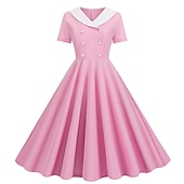 economico Vestiti-Retrò Vintage Anni 1950 Abito vintage Abito Swing Vestito Svasato Per donna Carnevale Mascherata Casual Quotidiano Addio al Nubilato Adulti Vestito Abiti per il ritorno