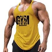 economico Magliette da sport e palestra-Per uomo Grafico Lettera Canotta Maglietta smanicata Canottiera Canotte con retro a vogatore Senza Maniche maglietta Collo a U Camicia Moda Muscolo Allenamento Quotidiano Vacanza Palestra Nero Bianco