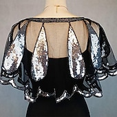 billige bryllup gjesteomslag-1920-talls Gatsby Glitter Bolero Kvinne Wrap Sjaler Vintage Ermløs Paillettes Wraps Med Pailletter Til Fest Bryllupsgjester Vår Sommer Høst kle deg å imponere