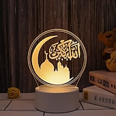 رخيصةأون أضواء زينة رمضان-عيد مبارك ثلاثية الأبعاد زينة ضوء الليل أكريليك led إسلامي مسلم رمضان مهرجان لوازم للديكور المنزل مصباح ليلي ديكور غرفة نوم