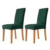 cheap Dining Chair Cover-2 Pcs Dining Chair Cover Burgundy Velvet Stretch Chair Seat Slipcover Spandex with Elastic Bottom Protector for Dining Room Wedding Ceremony Durable Washable