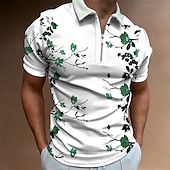 cheap Men&#039;s Hawaiian Polo-Kentucky Derby Men&#039;s Floral Hawaiian Polo Shirts Golf Shirt Short Sleeve Polo Shirts Collared Shirts Casual Beach Wear Vacation Wear Tropical Wear Party Outfits 3D Print Quarter Zip Polo White Brown