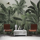 abordables Papiers peints-Fonds d&#039;écran cool forêt beau papier peint mural autocollant mural couvrant impression peler et coller amovible auto-adhésif scénique forêt tropicale humide plantain pvc / vinyle décor à la maison
