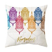 cheap Holiday Cushion Cover-Ramadan Kareem Throw Pillow Cover Eid Mubarak 1PC Soft Decorative Square Cushion Case Pillowcase for Bedroom Livingroom Sofa Couch Chair Machine Washable