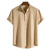economico camicia da uomo con bottoni-Per uomo Camicia con colletto cinese Camicia con colletto alla coreana Camicia Estiva Camicia casual Camicia da Spiaggia Camicie a righe A righe Vacanza Streetwear Nero Bianco Giallo Verde chiaro