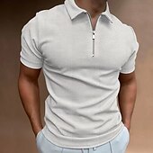 economico Vacanza-Per maschio Polo a nido d&#039;ape Da tutti i giorni Appuntamento Collo ripiegabile Maniche corte Moderno Tinta unita / tinta unita Mezza Zip Primavera estate Adattabile Nero Bianco Blu reale Grigio scuro