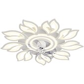 cheap Ceiling Fan Lights-LED Ceiling Fans Dimmable with Remote Contral Flower Design Flush Mount Ceiling Lamp Acrylic Lampshade Chandelier Bedroom Living Room