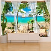tanie Tkanina Plaży Oceanicznej-Motyw plażowy wiszący gobelin wall art duży gobelin mural decor fotografia tło koc kurtyna strona główna sypialnia dekoracja salonu