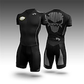 cheap Men&#039;s Clothing Sets-Men&#039;s Triathlon Tri Suit Short Sleeve Triathlon Silver Light Yellow Dark Grey Graphic Bike Lycra Sports Graphic Clothing Apparel